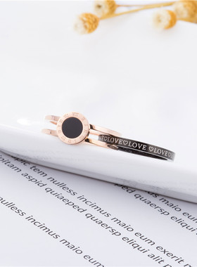 玫瑰金钛钢女戒轻奢简约