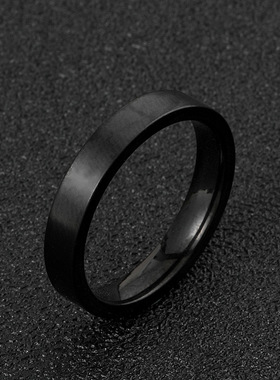 跨境钛钢哑光素圈情侣戒指