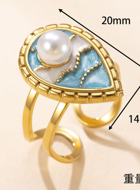 跨境复古不锈钢滴油水滴戒指