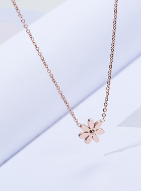 新款钛钢太阳花项链女