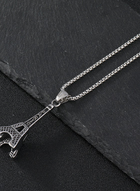 欧美铸造饰品 创意AK-47步枪项链嘻哈朋克恶魔之眼吊坠钛钢项链女