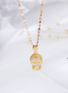 笑脸弥勒佛金镶玉吊坠