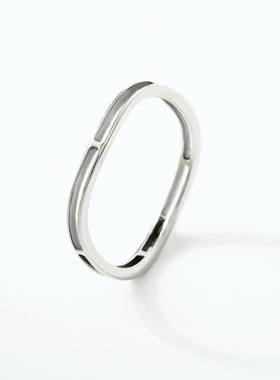 跨境新款镂空几何钛钢情侣戒指