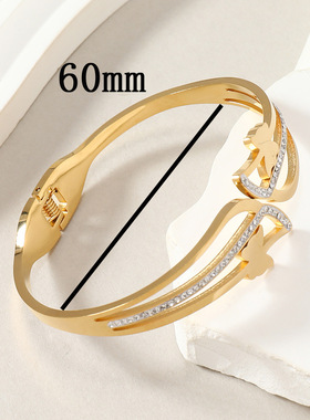 欧美轻奢蝴蝶镶钻钛钢手镯
