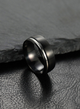 简约8mm双色钛钢戒指5
