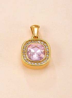 不锈钢镶锆石镀18K金项链