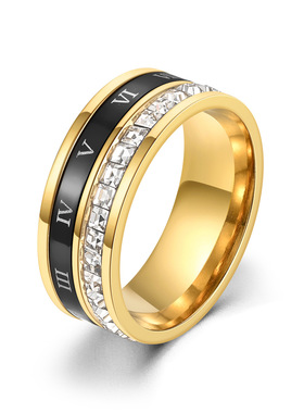 韩版钛钢满天星罗马数字戒指