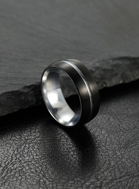 跨境爆款双色不锈钢戒指