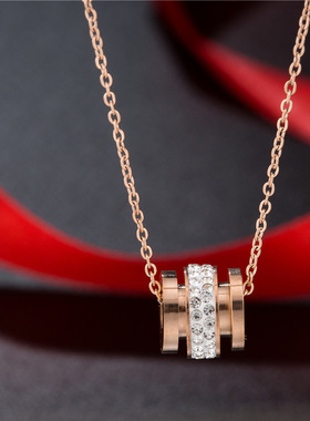 欧美创意钛钢镶钻锁骨链