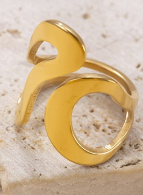 跨境新款钛钢不规则开口戒指