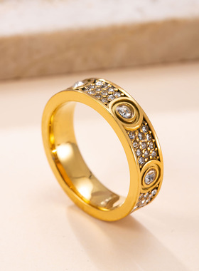跨境新款不锈钢精雕钻食指戒指
