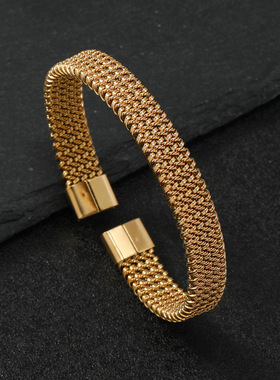 跨境热销小众波浪钛钢手镯