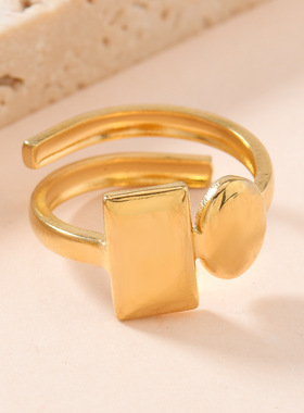 欧美风轻奢不锈钢几何戒指