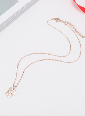 新款钛钢玫瑰金老虎项链