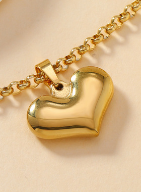 太阳十字架爱心钛钢吊坠