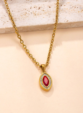 轻奢钛钢菱形满钻项链