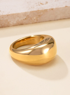 亚马逊新品钛钢弧形光面戒指