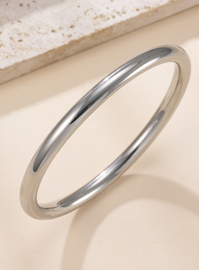 跨境不锈钢镀18K金素圈手镯