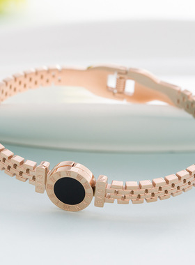 欧美风玫瑰金钛钢手镯