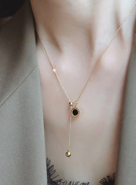 钛钢罗马圆形双面锁骨链