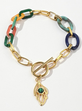 波西米亚风亚克力羽毛手链