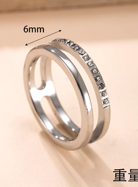 跨境爆款镂空双层镶钻食指戒指