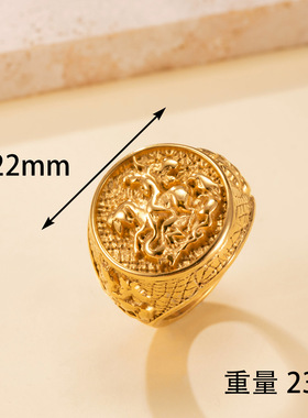 欧美跨境骑士戒指男复古18k镀