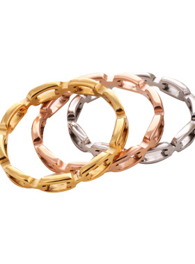 跨境不锈钢情侣戒指玫瑰金镂空