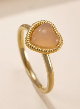 2025新款天然石爱心情侣戒指