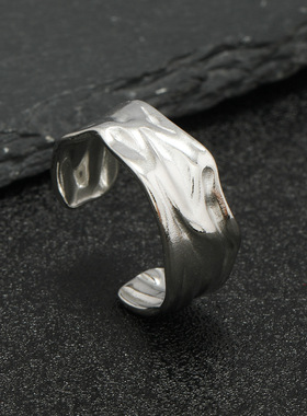 韩版钛钢不规则开口金戒指