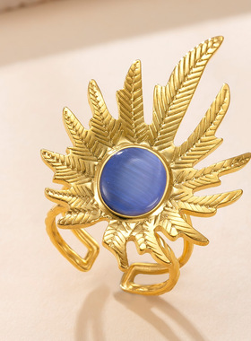 跨境专供钛钢猫眼石情侣对戒