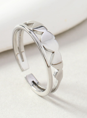 跨境钛钢开口情侣戒指批发