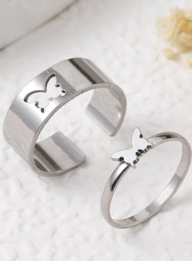 时尚个性情侣对戒钛钢套装