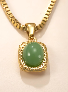 单吊坠不锈钢天然石项链