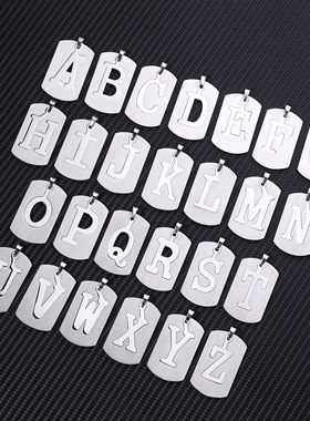 钛钢英文字母男士嘻哈项链