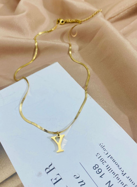 高定钛钢字母项链轻奢款