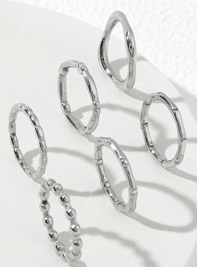 跨境新品油压不锈钢竹节戒指