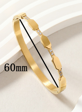 欧美小众菱形镶钻钛钢手镯