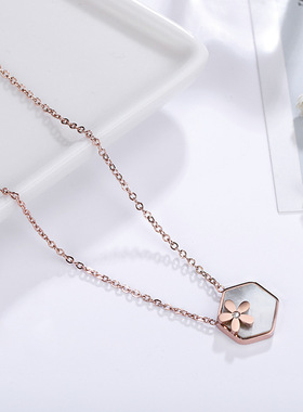 玫瑰金贝壳项链031543