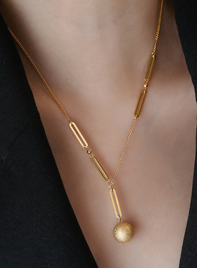 磨砂小圆球项链女款03