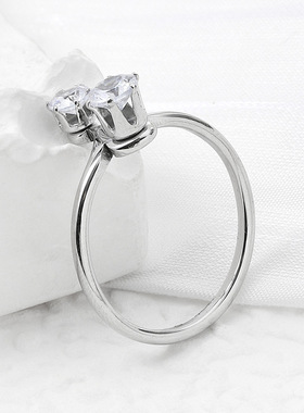 韩版不锈钢细戒金色皇冠镶锆石