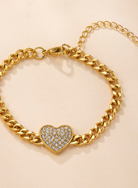 跨境热销蝴蝶爱心镶钻手链