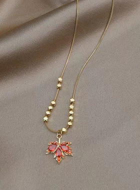 抽拉款万能链一叶暴富简约锆石树