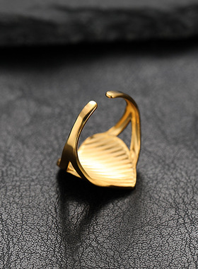 跨境热卖钛钢爱心开口戒指