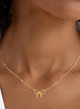 欧美钛钢蝴蝶结锁骨链