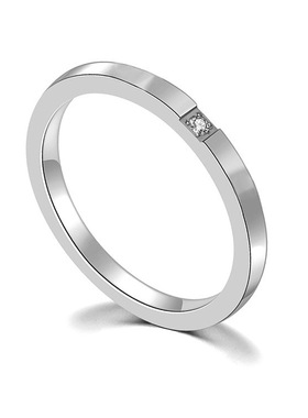 单粒钻简约玫瑰金钛钢情侣戒