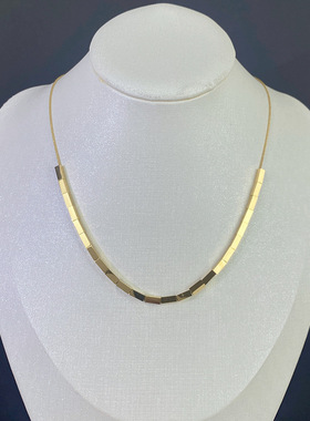 欧美创意方块钻圈钛钢项链