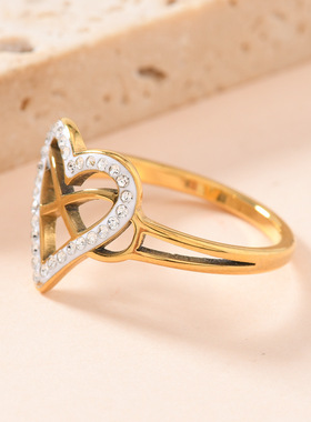 跨境简约镂空8字爱心钛钢戒指