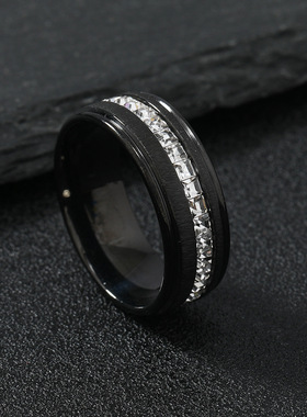 2023新款不锈钢镶钻方钻戒指