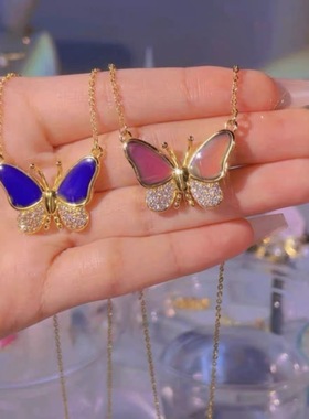 新款金色滴油变温磁吸项链女士